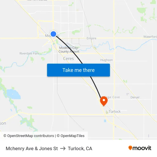 Mchenry Ave & Jones St to Turlock, CA map