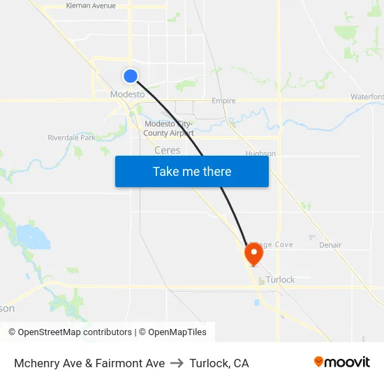 Mchenry Ave & Fairmont Ave to Turlock, CA map