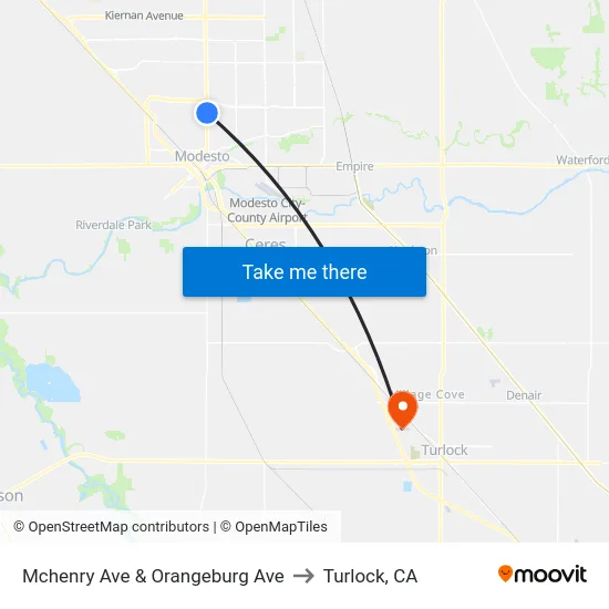 Mchenry Ave & Orangeburg Ave to Turlock, CA map
