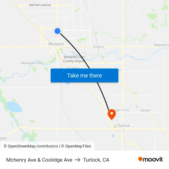 Mchenry Ave & Coolidge Ave to Turlock, CA map