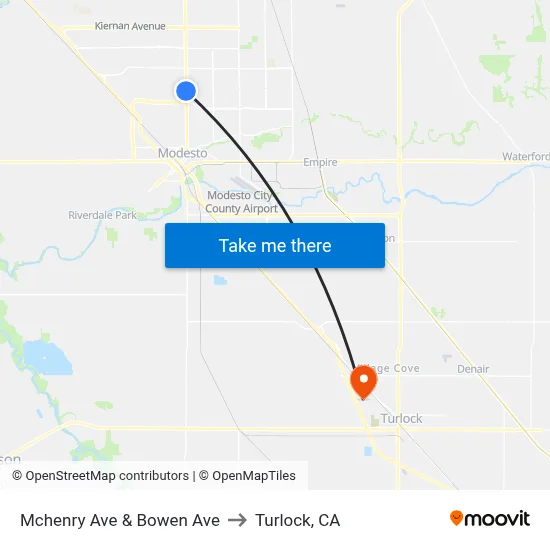 Mchenry Ave & Bowen Ave to Turlock, CA map