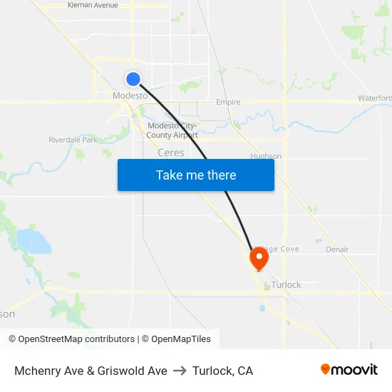 Mchenry Ave & Griswold Ave to Turlock, CA map