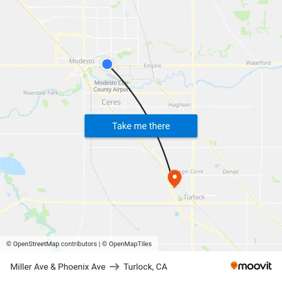 Miller Ave & Phoenix Ave to Turlock, CA map