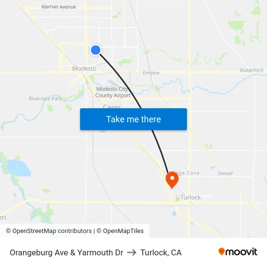 Orangeburg Ave & Yarmouth Dr to Turlock, CA map