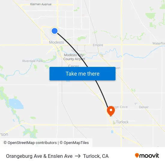 Orangeburg Ave & Enslen Ave to Turlock, CA map