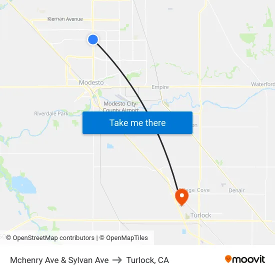 Mchenry Ave & Sylvan Ave to Turlock, CA map