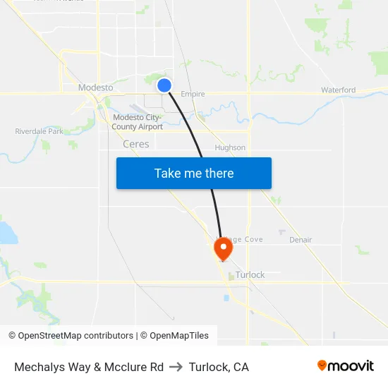 Mechalys Way & Mcclure Rd to Turlock, CA map