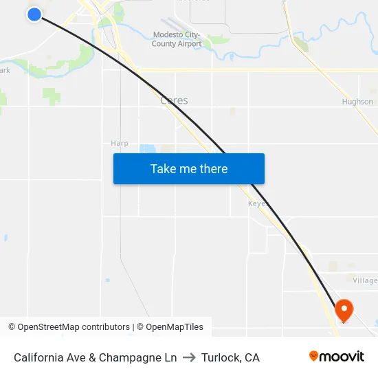 California Ave & Champagne Ln to Turlock, CA map