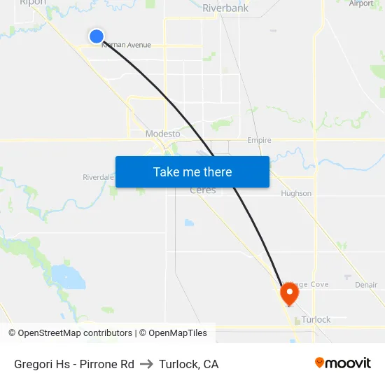 Gregori Hs - Pirrone Rd to Turlock, CA map