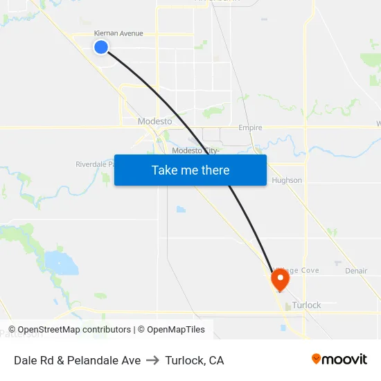 Dale Rd & Pelandale Ave to Turlock, CA map