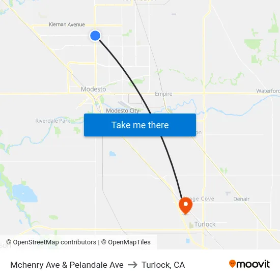 Mchenry Ave & Pelandale Ave to Turlock, CA map