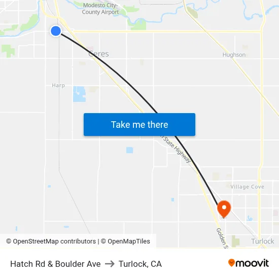 Hatch Rd & Boulder Ave to Turlock, CA map