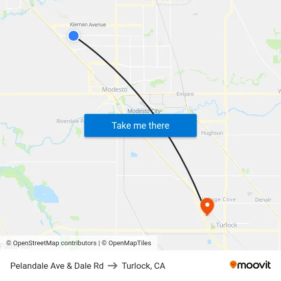 Pelandale Ave & Dale Rd to Turlock, CA map