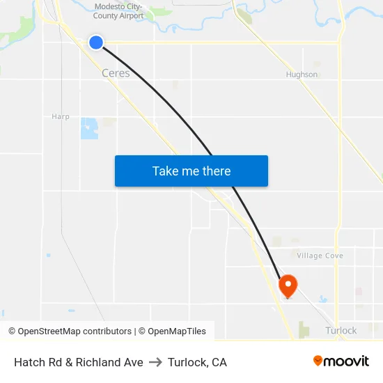 Hatch Rd & Richland Ave to Turlock, CA map