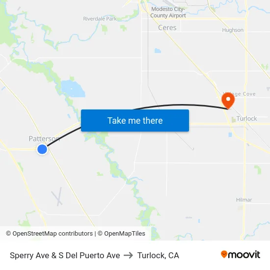 Sperry Ave & S Del Puerto Ave to Turlock, CA map