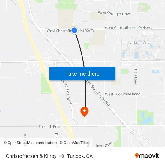 Christoffersen & Kilroy to Turlock, CA map
