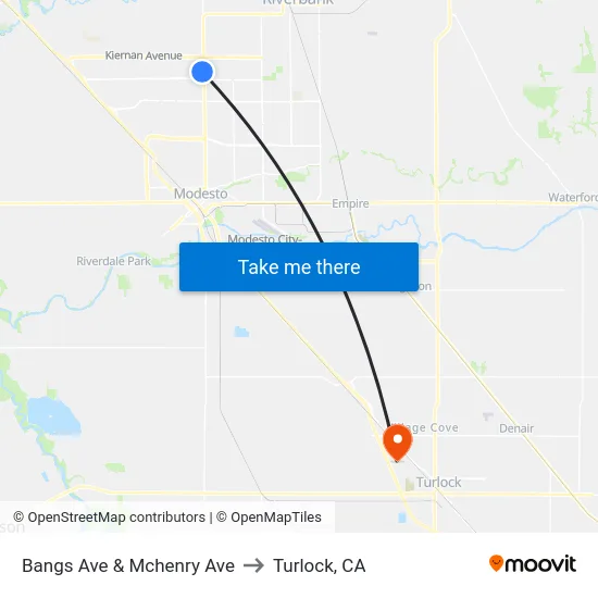 Bangs Ave & Mchenry Ave to Turlock, CA map