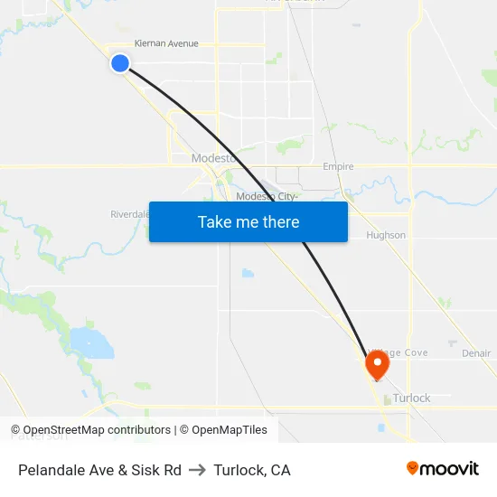 Pelandale Ave & Sisk Rd to Turlock, CA map