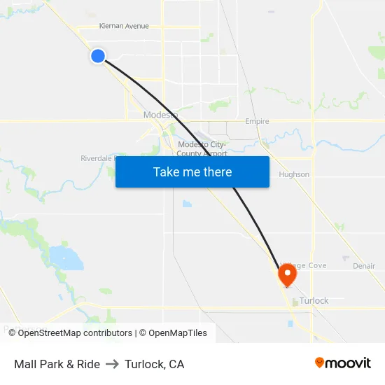Mall Park & Ride to Turlock, CA map