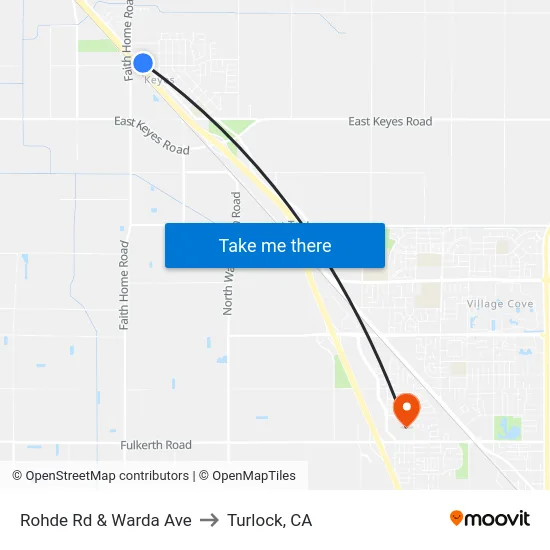 Rohde Rd & Warda Ave to Turlock, CA map