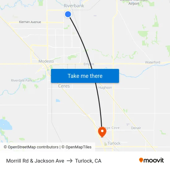 Morrill Rd & Jackson Ave to Turlock, CA map