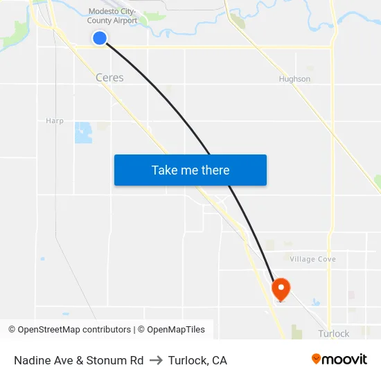 Nadine Ave & Stonum Rd to Turlock, CA map