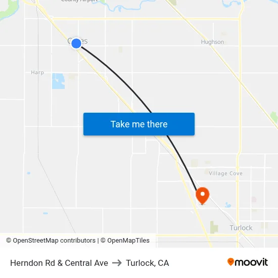 Herndon Rd & Central Ave to Turlock, CA map