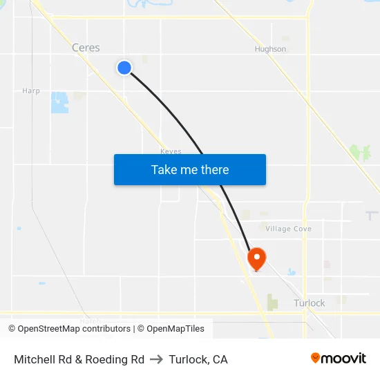 Mitchell Rd & Roeding Rd to Turlock, CA map