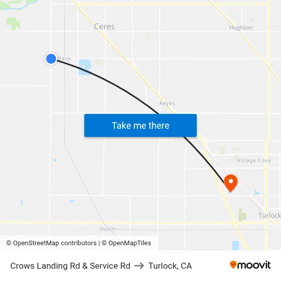 Crows Landing Rd & Service Rd to Turlock, CA map