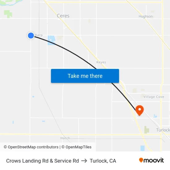 Crows Landing Rd & Service Rd to Turlock, CA map