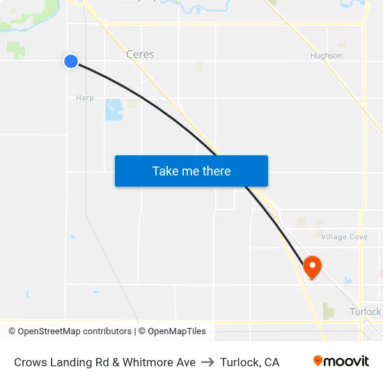 Crows Landing Rd & Whitmore Ave to Turlock, CA map
