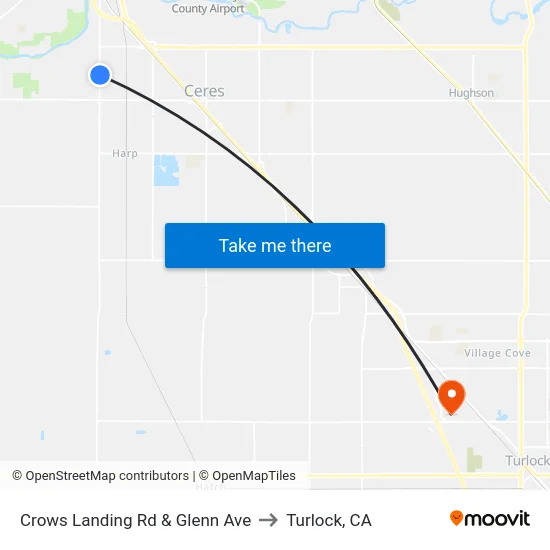 Crows Landing Rd & Glenn Ave to Turlock, CA map
