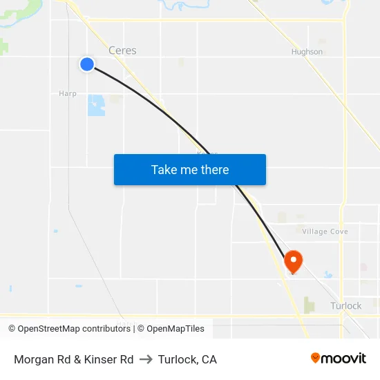 Morgan Rd & Kinser Rd to Turlock, CA map
