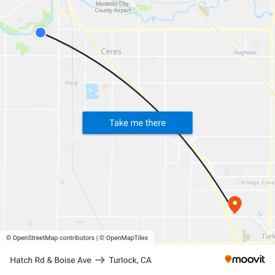 Hatch Rd & Boise Ave to Turlock, CA map