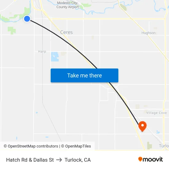 Hatch Rd & Dallas St to Turlock, CA map