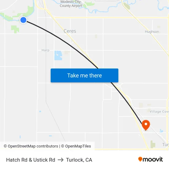 Hatch Rd & Ustick Rd to Turlock, CA map