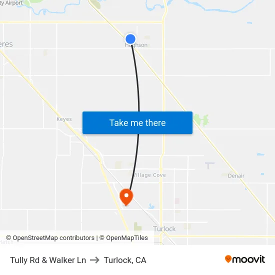 Tully Rd & Walker Ln to Turlock, CA map
