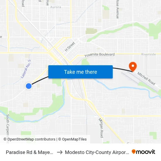 Paradise Rd & Mayette Ave to Modesto City-County Airport (MOD) map