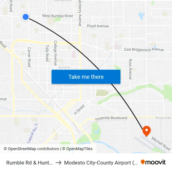 Rumble Rd & Hunt Ave to Modesto City-County Airport (MOD) map