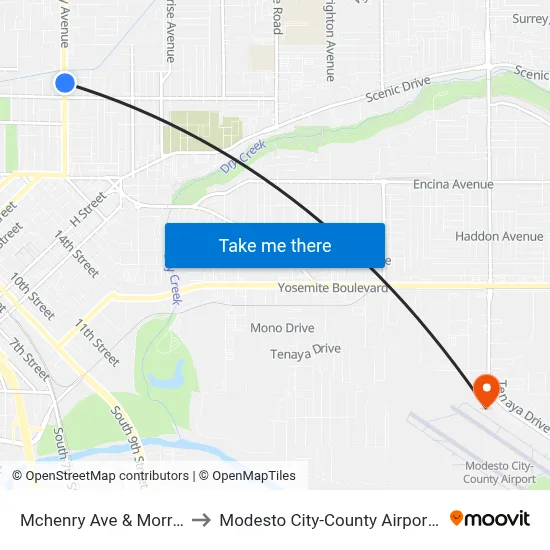 Mchenry Ave & Morris Ave to Modesto City-County Airport (MOD) map