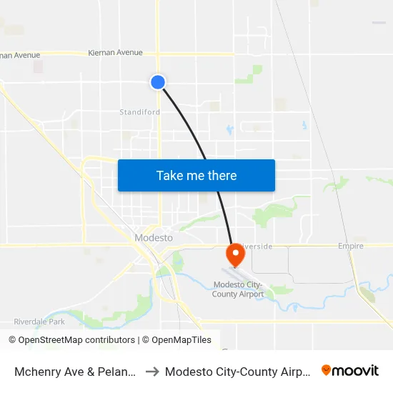 Mchenry Ave & Pelandale Ave to Modesto City-County Airport (MOD) map