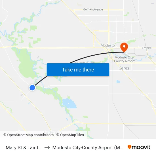 Mary St & Laird St to Modesto City-County Airport (MOD) map