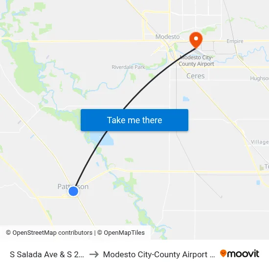 S Salada Ave & S 2nd St to Modesto City-County Airport (MOD) map