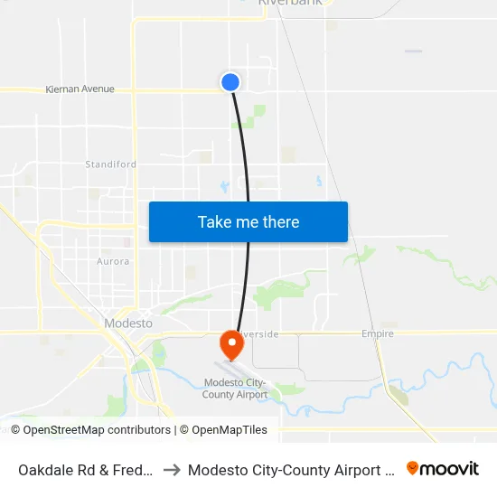 Oakdale Rd & Freddi Ln to Modesto City-County Airport (MOD) map