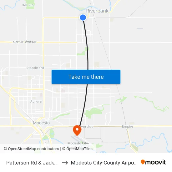 Patterson Rd & Jackson Ave to Modesto City-County Airport (MOD) map