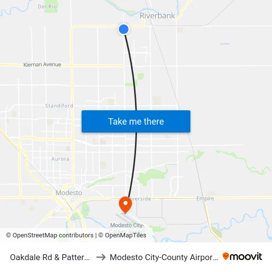 Oakdale Rd & Patterson Rd to Modesto City-County Airport (MOD) map