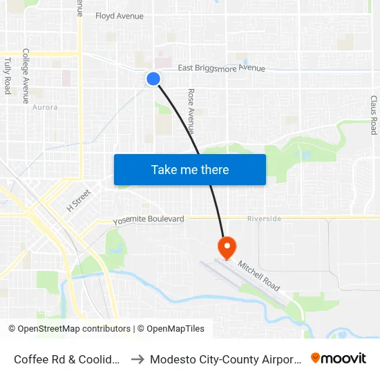 Coffee Rd & Coolidge Ave to Modesto City-County Airport (MOD) map