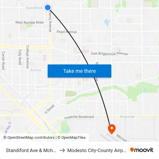 Standiford Ave & Mchenry Ave to Modesto City-County Airport (MOD) map