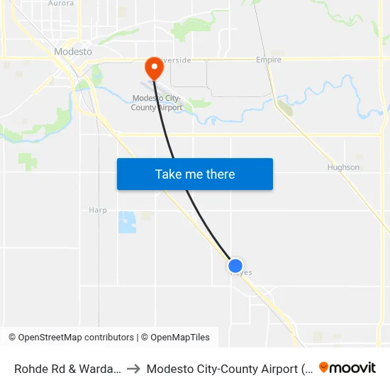 Rohde Rd & Warda Ave to Modesto City-County Airport (MOD) map