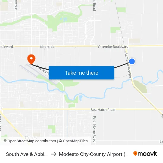 South Ave & Abbie St to Modesto City-County Airport (MOD) map